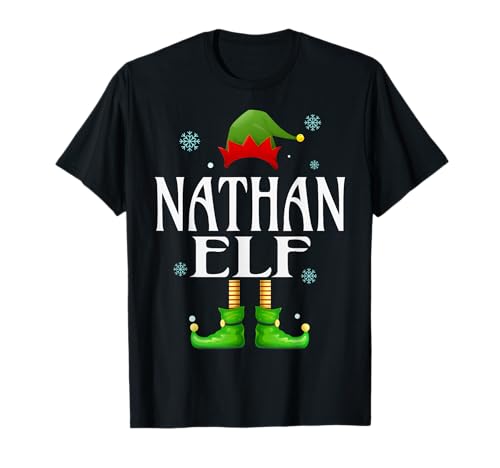 Nathan Elf Xmas Funny Herren Familie Matching Christmas Nathan T-Shirt von Family Holiday Matching Christmas Elf Gifts.