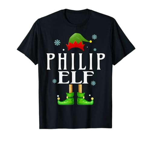 Philip Elf Xmas Funny Herren Familie Matching Christmas Philip T-Shirt von Family Holiday Matching Christmas Elf Gifts.