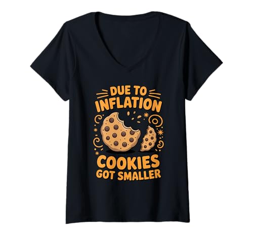 Damen Lustiger sarkastischer Inflations-Humor-Keks T-Shirt mit V-Ausschnitt Damen Lustiger sarkastischer Inflations-Humor-Keks T-Shirt mit V-Ausschnitt von Family Inflation Parody