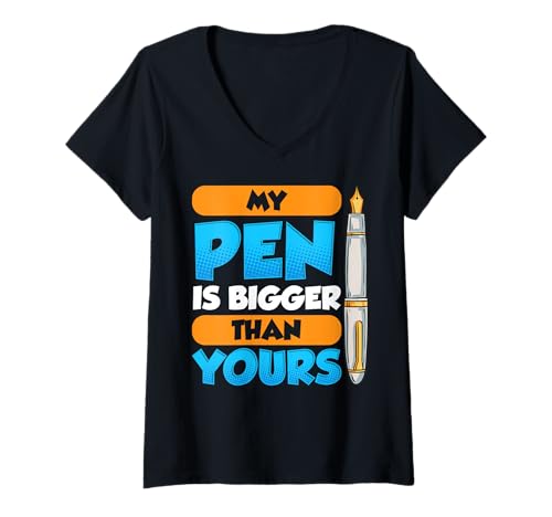 Damen Mein Stift ist größer als deiner T-Shirt mit V-Ausschnitt Damen Mein Stift ist größer als deiner T-Shirt mit V-Ausschnitt von Family Kings HT