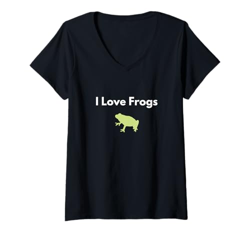 Damen Ich liebe Frösche T-Shirt mit V-Ausschnitt Damen Ich liebe Frösche T-Shirt mit V-Ausschnitt von Family Kings inc