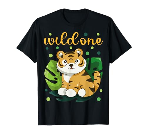 Wild One Outfit Baby Boy 1. Geburtstag Tier Dschungel Safari T-Shirt von Family Look 1 Year Old Tiger Decorations Gifts