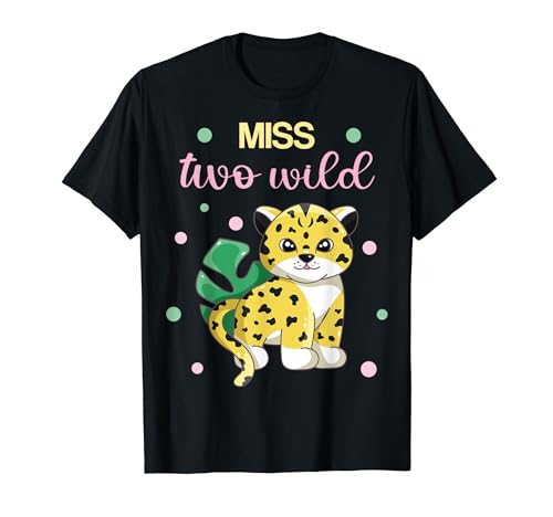 Miss Two Wild Girl 2. Geburtstag Tier Safari Dschungel Outfit T-Shirt von Family Look 2 Year Old Leopard Decoration Gifts