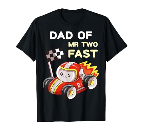 Dad of Mr. Two Fast Boy 2. Geburtstag Rennwagen Party Outfit T-Shirt von Family Look 2 Year Old Racecar Decorations Gifts
