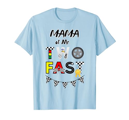 Mama Two Fast Race Car Thema Racing Party 2 Second Birthday T-Shirt Mama Two Fast Race Car Thema Racing Party 2 Second Birthday T-Shirt von Family Look Fast Car Themed Decorations Gifts