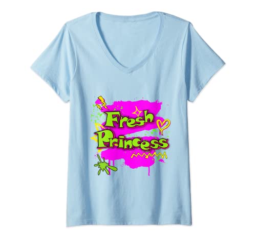 Damen Princess Fresh Graffiti Hip Pop Neugeborene 1. Geburtstag Party T-Shirt mit V-Ausschnitt Damen Princess Fresh Graffiti Hip Pop Neugeborene 1. Geburtstag Party T-Shirt mit V-Ausschnitt von Family Look Green Pink Decorations Gifts