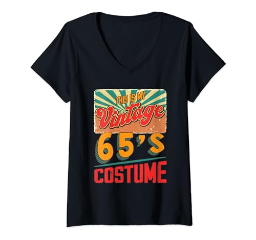 Damen My Vintage 65's Costume Birthday 65th Matching Funny Parties T-Shirt mit V-Ausschnitt von Family Lover Birthday Costume