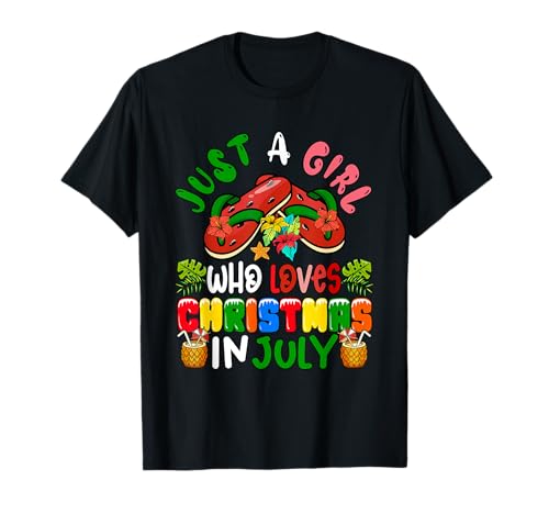 A Girl Loves Christmas In July Colorful Costume Hawaiian T-Shirt A Girl Loves Christmas In July Colorful Costume Hawaiian T-Shirt von Family Lover Christmas Costume