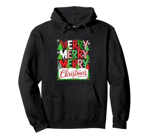 Merry Christmas Colorful Xmas Tree Family Kids Funny Parties Pullover Hoodie von Family Lover Christmas Costume
