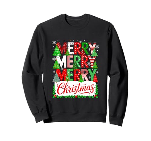 Merry Christmas Colorful Xmas Tree Family Kids Funny Parties Sweatshirt von Family Lover Christmas Costume