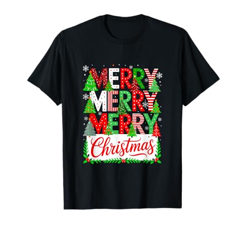 Merry Christmas Colorful Xmas Tree Family Kids Funny Parties T-Shirt von Family Lover Christmas Costume