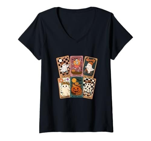 Damen Tarot Card Collection Boo Activities Costume Halloween T-Shirt mit V-Ausschnitt Damen Tarot Card Collection Boo Activities Costume Halloween T-Shirt mit V-Ausschnitt von Family Lover Halloween Costume