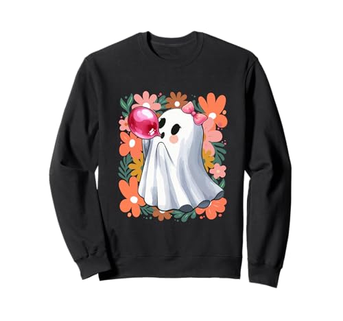 Floral Boo Ghost Fliege Blasen Blasen Halloween Frauen Mädchen Sweatshirt von Family Lover Halloween Costume