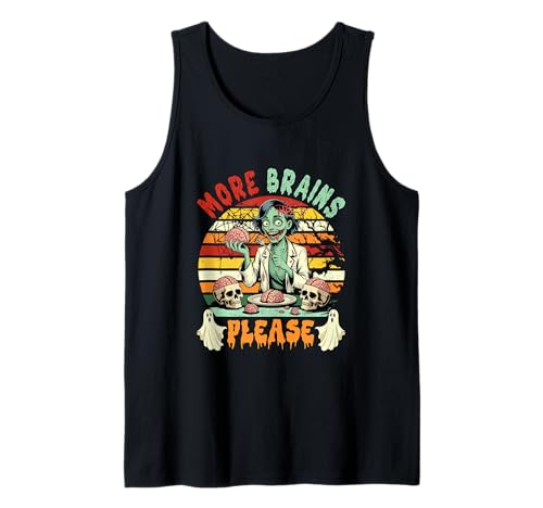 Vintage Brains Funny Joke More Halloween Zombie Horror Woman Tank Top Vintage Brains Funny Joke More Halloween Zombie Horror Woman Tank Top von Family Lover Halloween Costume