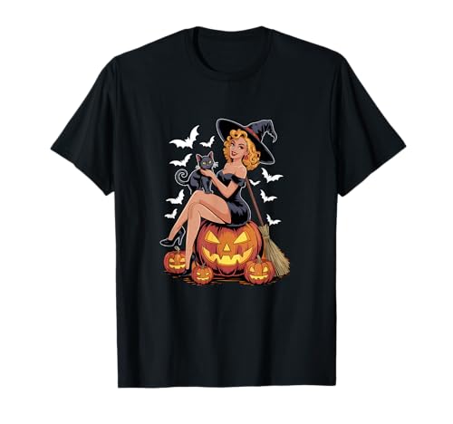 Witch On Horror Carved Pumpkins with Cat Halloween Women T-Shirt Witch On Horror Carved Pumpkins with Cat Halloween Women T-Shirt von Family Lover Halloween Costume