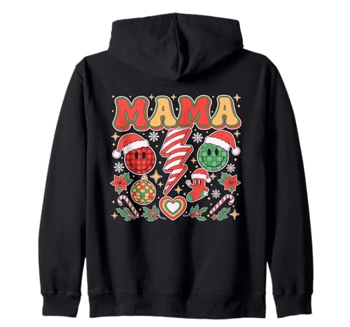 Passendes süßes Weihnachts-Mama-Family-Gesicht im Retro-Look Kapuzenjacke von Family Matching Christmas Retro Holiday Outfit