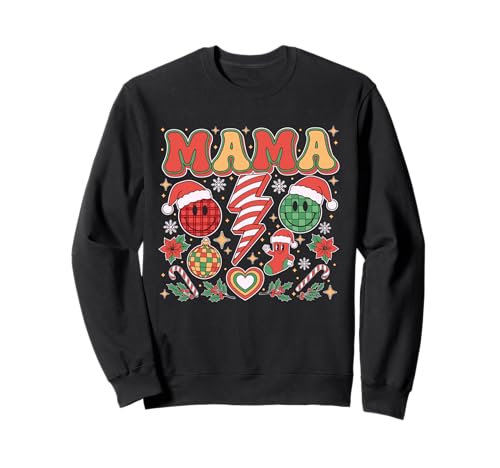 Passendes süßes Weihnachts-Mama-Family-Gesicht im Retro-Look Sweatshirt von Family Matching Christmas Retro Holiday Outfit