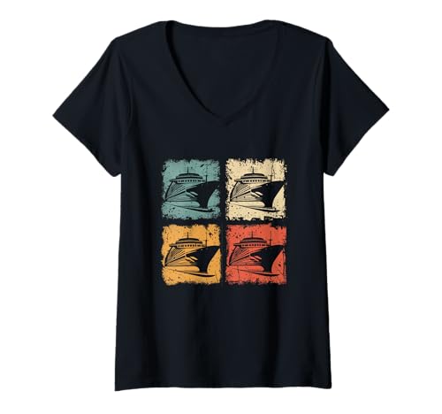 Damen Vintage Kreuzfahrt Zeit Sommerurlaub für Damen und Herren Familie T-Shirt mit V-Ausschnitt Damen Vintage Kreuzfahrt Zeit Sommerurlaub für Damen und Herren Familie T-Shirt mit V-Ausschnitt von Family Matching Clothes for Cruise Vacation Summer