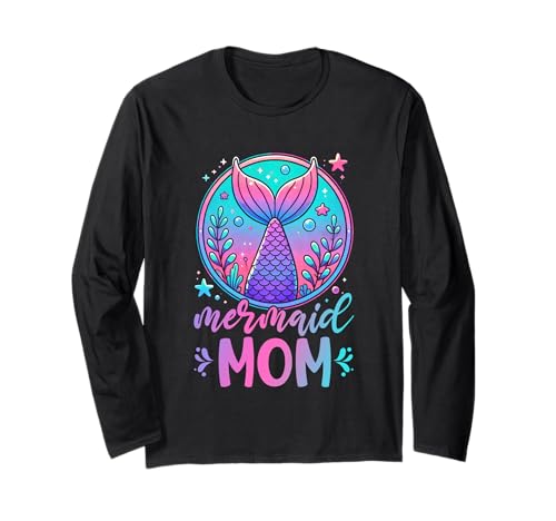 Meerjungfrau Mama Muttertag Eltern Lustige Meerjungfrau Mama Muschel Langarmshirt von Family Matching Mermaid Mother Mommy Gifts Women