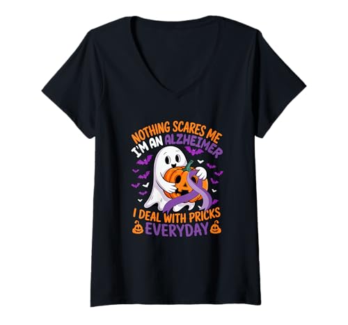 Damen I'm An Alzheimer Deal With Pricks Everyday Halloween Boo T-Shirt mit V-Ausschnitt Damen I'm An Alzheimer Deal With Pricks Everyday Halloween Boo T-Shirt mit V-Ausschnitt von Family Men Alzheimer Awareness Costume