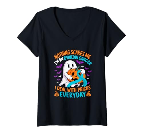 Damen I'm An Ovarian Cancer Deal With Pricks Everyday Halloween T-Shirt mit V-Ausschnitt Damen I'm An Ovarian Cancer Deal With Pricks Everyday Halloween T-Shirt mit V-Ausschnitt von Family Men Cancer Awareness Costume