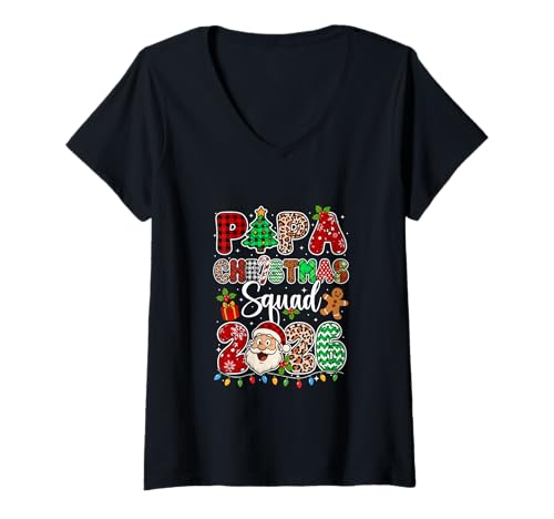 Damen Papa Christmas Crew 2026 Lustiger Weihnachtsmann, Familiengruppe, Leopard T-Shirt mit V-Ausschnitt Damen Papa Christmas Crew 2026 Lustiger Weihnachtsmann, Familiengruppe, Leopard T-Shirt mit V-Ausschnitt von Family Men Christmas Costume