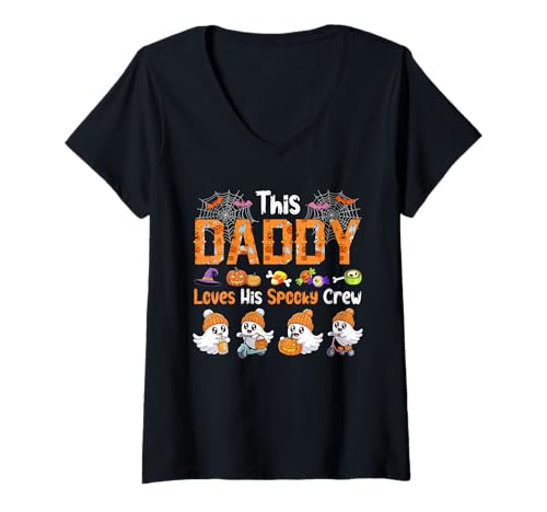 Damen Daddy Loves His Spooky Halloween Crew Group Funny Boos T-Shirt mit V-Ausschnitt Damen Daddy Loves His Spooky Halloween Crew Group Funny Boos T-Shirt mit V-Ausschnitt von Family Men Halloween Costume