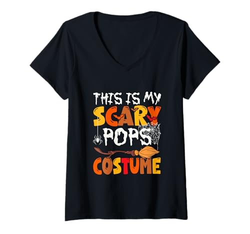 Damen My Scary Pops Costume Halloween Family Group Funny Parties T-Shirt mit V-Ausschnitt Damen My Scary Pops Costume Halloween Family Group Funny Parties T-Shirt mit V-Ausschnitt von Family Men Halloween Costume