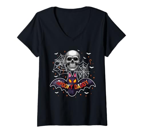 Damen Spooky Costume Daddy Halloween Bat Horror Skull Lover Men T-Shirt mit V-Ausschnitt von Family Men Halloween Costume