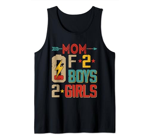 Mom Of 2 Funny Boys 2 Adorable Kid Girls Costume Battery Tank Top von Family Mother's Day Costume