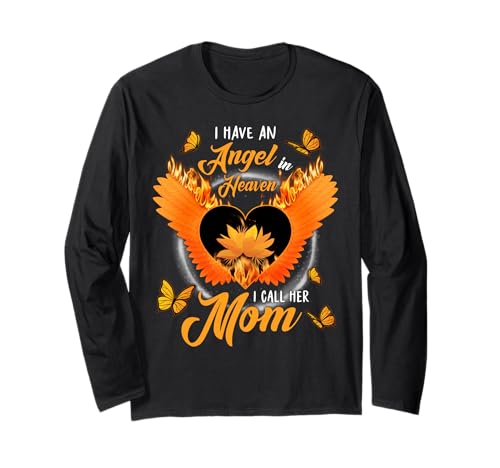 Ich Habe einen Engel im Himmel, ich nenne sie Mama, Familiendenkmal Langarmshirt Ich Habe einen Engel im Himmel, ich nenne sie Mama, Familiendenkmal Langarmshirt von Family Remembrance Angel Wing in Heaven Love Miss