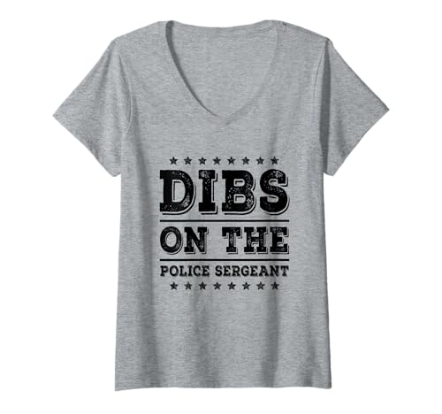 Damen Dibs on The Police Sergeant Lustige Ehefrau Freundin T-Shirt mit V-Ausschnitt von Family Roots Supply Co.