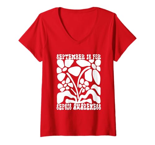 Damen September is for Sepsis Awareness Sepsis Survivor Männer Frauen T-Shirt mit V-Ausschnitt Damen September is for Sepsis Awareness Sepsis Survivor Männer Frauen T-Shirt mit V-Ausschnitt von Family September Sepsis Awareness Butterfly Gifts