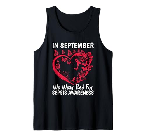 Im September tragen wir Rot für Sepsis Bewusstsein Männer Frauen Tank Top Im September tragen wir Rot für Sepsis Bewusstsein Männer Frauen Tank Top von Family September Sepsis Awareness Butterfly Gifts