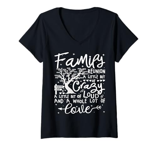Damen Familientreffen 2025 Shirt Familie Matching Reunion Party T-Shirt mit V-Ausschnitt von Family Squad Group Matching Vacation 2025 Dress.