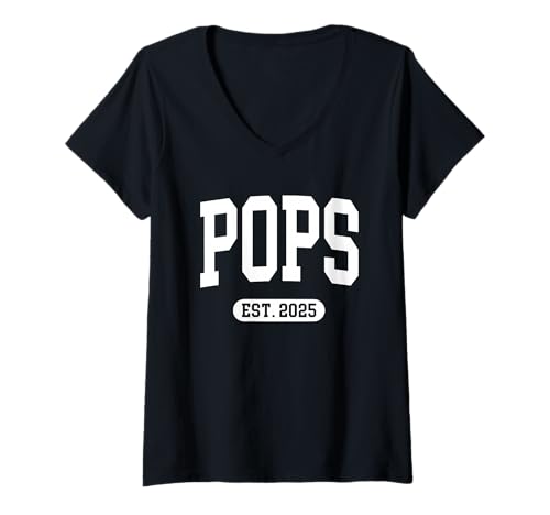 Damen Pops Est 2025 Neu erstes Mal gefördert Pops Geschenk Ankündigung T-Shirt mit V-Ausschnitt Damen Pops Est 2025 Neu erstes Mal gefördert Pops Geschenk Ankündigung T-Shirt mit V-Ausschnitt von Family T-Shirt Co.