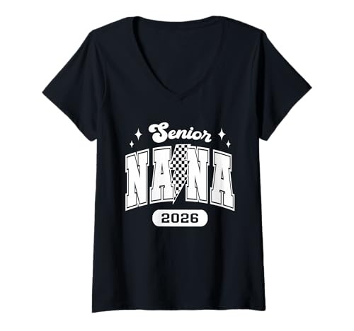 Damen Senior Nana Est 2026 Oma Geschenk Retro Lightning Bolt T-Shirt mit V-Ausschnitt Damen Senior Nana Est 2026 Oma Geschenk Retro Lightning Bolt T-Shirt mit V-Ausschnitt von Family T-Shirt Co.