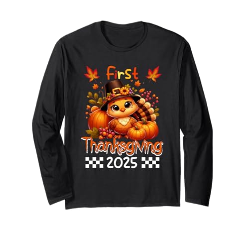 First Thanksgiving 2025 Turkey Pumpkins Lover Kids Toddler Langarmshirt von Family Thanksgiving Costume