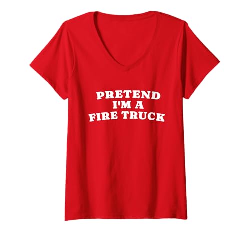 Damen Tu so, als wäre ich EIN Feuerwehrauto, Halloween-Kostüm, für Faule, lustige Kinder T-Shirt mit V-Ausschnitt Damen Tu so, als wäre ich EIN Feuerwehrauto, Halloween-Kostüm, für Faule, lustige Kinder T-Shirt mit V-Ausschnitt von Family Thanksgiving Shirt Matching 2025 Autumn