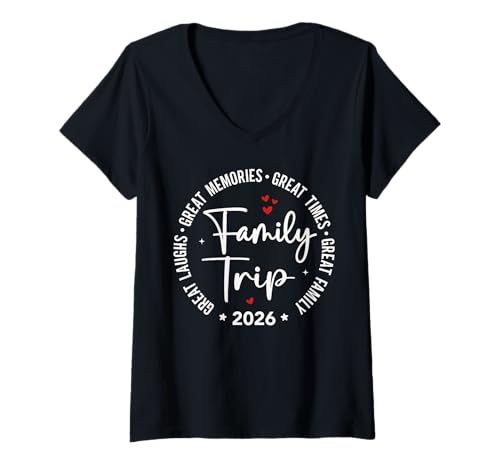 Damen Family Trip Vacation 2026 Summer Group Matching Great Family T-Shirt mit V-Ausschnitt Damen Family Trip Vacation 2026 Summer Group Matching Great Family T-Shirt mit V-Ausschnitt von Family Trip 2026 Vacation Matching Apparel