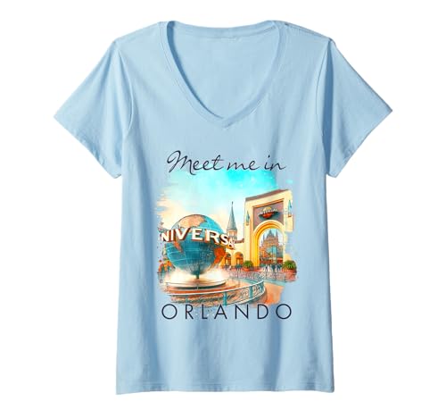 Damen Orlando Florida Reiseabenteuer Triff Mich in Orlando T-Shirt mit V-Ausschnitt Damen Orlando Florida Reiseabenteuer Triff Mich in Orlando T-Shirt mit V-Ausschnitt von Family Trips Vacation Exploring Lovers