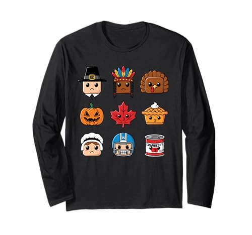 Thanksgiving Bausteinköpfe Kinder Thanksgiving Langarmshirt Thanksgiving Bausteinköpfe Kinder Thanksgiving Langarmshirt von Family Turkey Day Bricks Merch