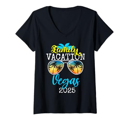 Damen Familienurlaub Trikot Trip Familienurlaub Las Vegas 2025 T-Shirt mit V-Ausschnitt Damen Familienurlaub Trikot Trip Familienurlaub Las Vegas 2025 T-Shirt mit V-Ausschnitt von Family Vacation Las Vegas 2025 Vacay Squad Trip