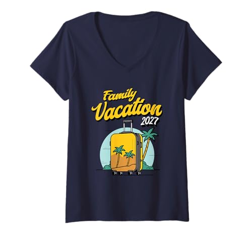 Damen Familienurlaub 2027, passende Idee T-Shirt mit V-Ausschnitt Damen Familienurlaub 2027, passende Idee T-Shirt mit V-Ausschnitt von Family Vacation Shirts 2027