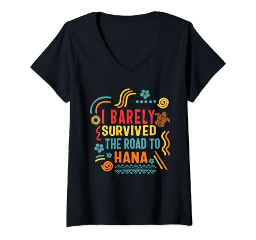 Damen Survived The Road To Hana Trip Hawaii Turtle Sommer Souvenir T-Shirt mit V-Ausschnitt Damen Survived The Road To Hana Trip Hawaii Turtle Sommer Souvenir T-Shirt mit V-Ausschnitt von Family Vacation Tees by Congrats Co.