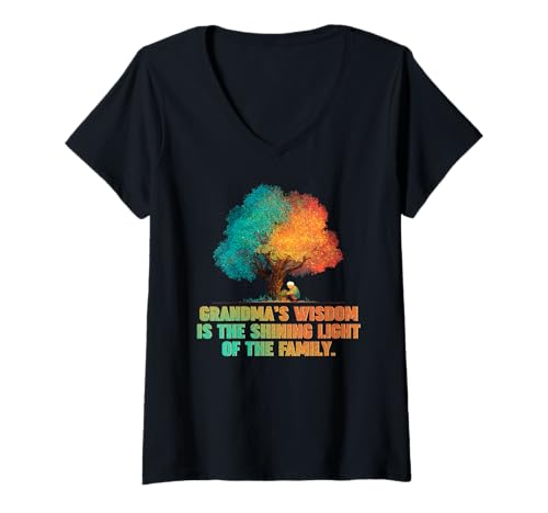 Damen Grandmas Wisdom is The Shining Light of The Family T-Shirt mit V-Ausschnitt Damen Grandmas Wisdom is The Shining Light of The Family T-Shirt mit V-Ausschnitt von Family Wisdom Shining Light Grandmas Grandma Love