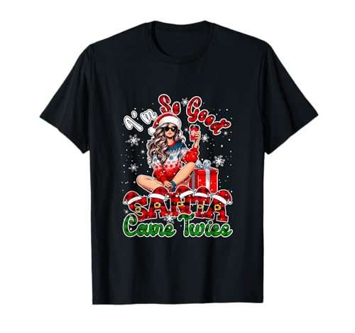 Funny Joke Santa Came Xmas Santa Women Girl Drinking Coffee T-Shirt von Family Women Christmas Costume