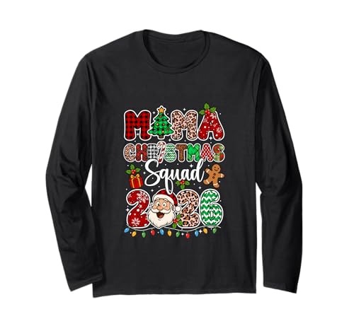 Mama Christmas Crew 2026 Lustiger Weihnachtsmann, Familiengruppe mit Leopardenmotiv Langarmshirt von Family Women Christmas Costume