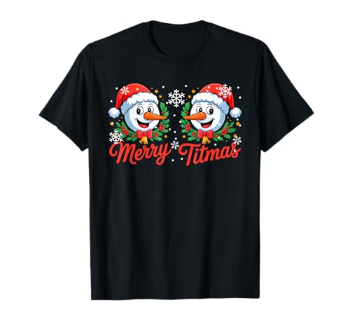 Merry Christmas Funny Joke Bra Costume Santa Snowmen Women T-Shirt von Family Women Christmas Costume
