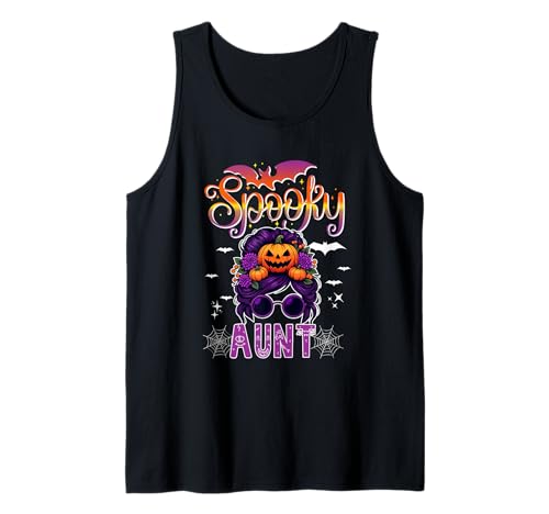 Spooky Halloween Aunt Women Messy Bun Hair Sunglasses Tank Top Spooky Halloween Aunt Women Messy Bun Hair Sunglasses Tank Top von Family Women Halloween Costume
